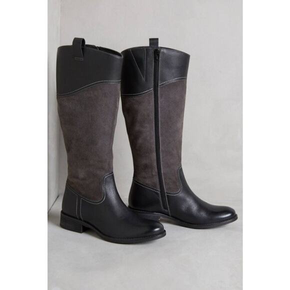 Seychelles Black & Gray Genuine Leather Suede Zip Up Riding Boots Size 9 - Picture 16 of 16